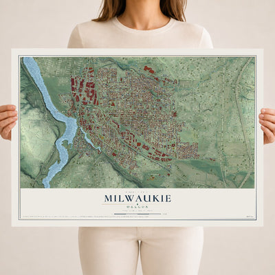 Map of Milwaukie, Oregon, 18 x 24 inch unframed archival matte print