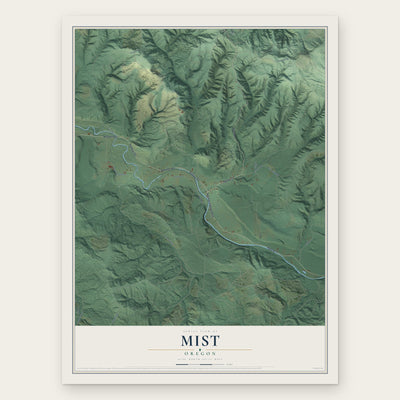 Mist, Oregon map print, the full design