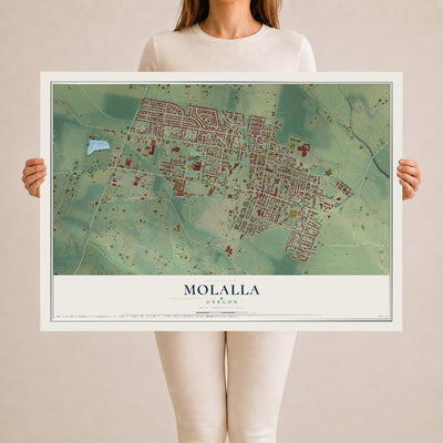 Map of Molalla, Oregon, 24 x 36 inch unframed archival matte print