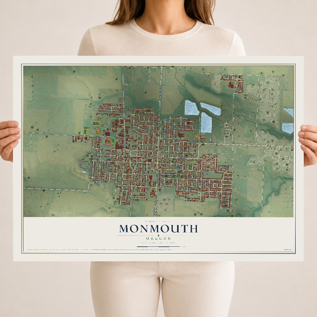 Map of Monmouth, Oregon, 18 x 24 inch unframed archival matte print