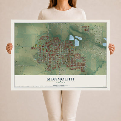 Map of Monmouth, Oregon, 24 x 36 inch unframed archival matte print