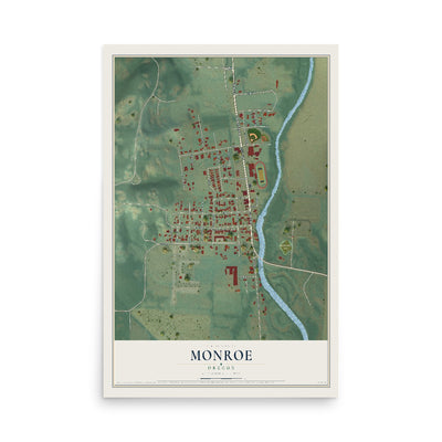 Map of Monroe, Oregon, 12 x 18 inch unframed archival matte print