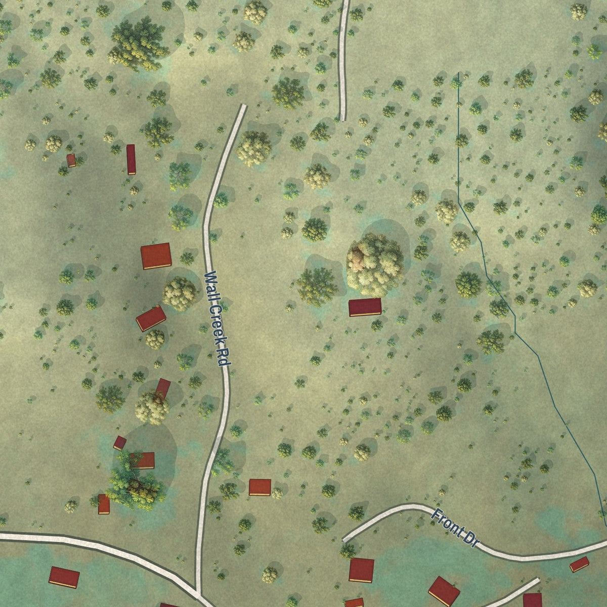 Second close-up of the map of Monument, Oregon print showing more streets and buildings