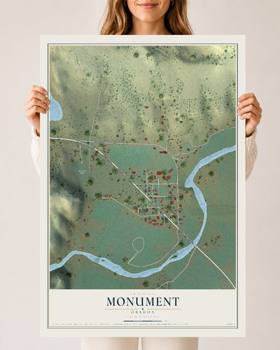 Map of Monument, Oregon, 24 x 36 inch unframed archival matte print