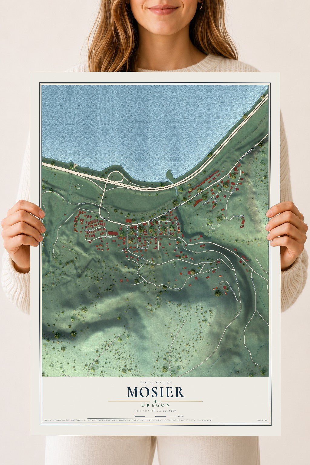 Map of Mosier, Oregon, 18 x 24 inch unframed archival matte print
