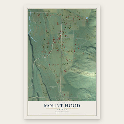Mount Hood, Oregon map print, the full design