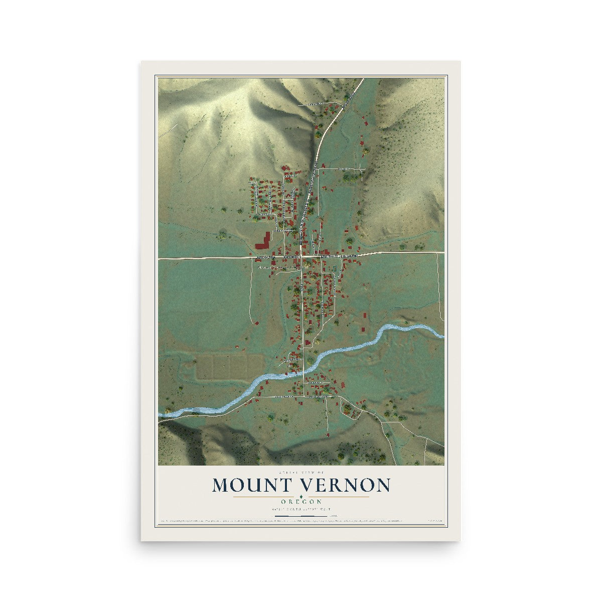 Map of Mount Vernon, Oregon, 12 x 18 inch unframed archival matte print