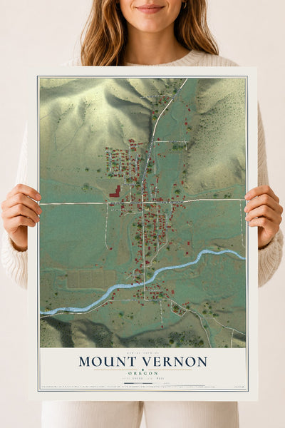 Map of Mount Vernon, Oregon, 18 x 24 inch unframed archival matte print
