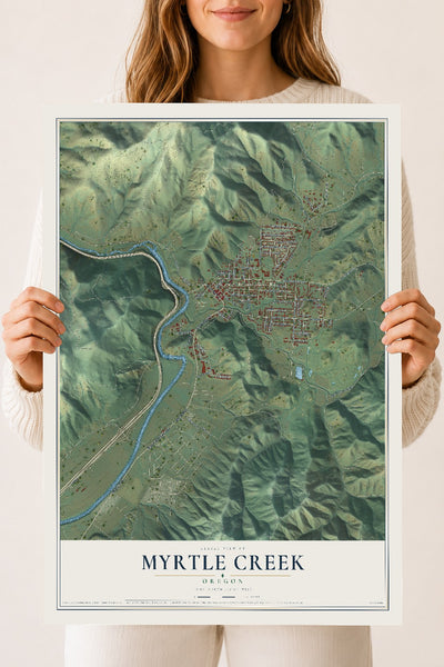 Map of Myrtle Creek, Oregon, 18 x 24 inch unframed archival matte print