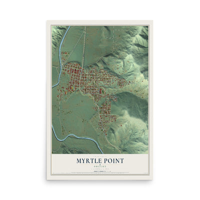 Map of Myrtle Point, Oregon, 12 x 18 inch unframed archival matte print