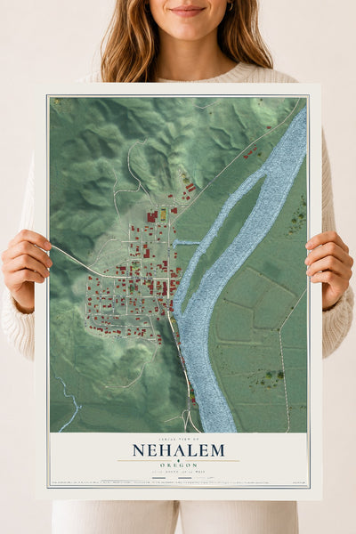Map of Nehalem, Oregon, 18 x 24 inch unframed archival matte print