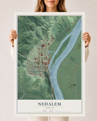 Map of Nehalem, Oregon, 24 x 36 inch unframed archival matte print