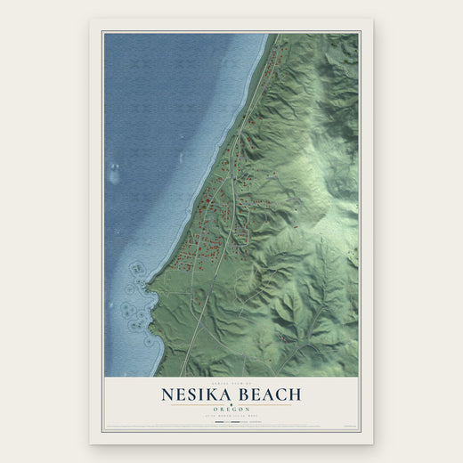 Nesika Beach, Oregon map print, the full design