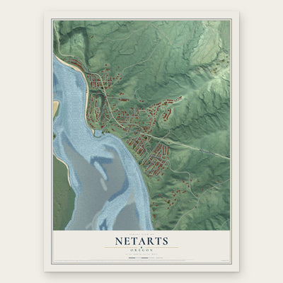 Netarts, Oregon map print, the full design