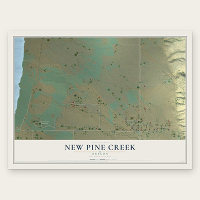 New Pine Creek, Oregon map print, the full design