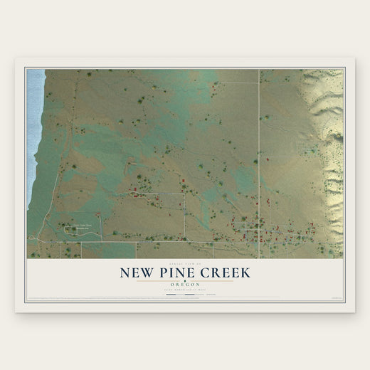 New Pine Creek, Oregon map print, the full design