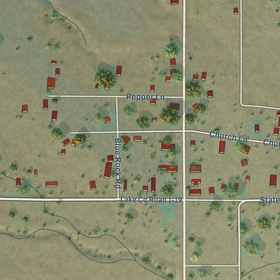 Close-up of the map of New Pine Creek, Oregon print showing street and building detail