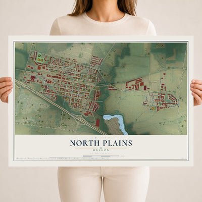 Map of North Plains, Oregon, 18 x 24 inch unframed archival matte print