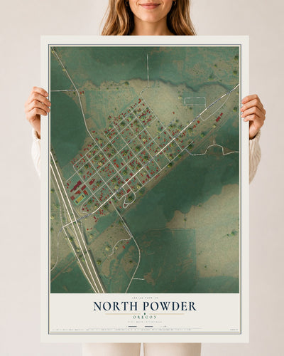 Map of North Powder, Oregon, 24 x 36 inch unframed archival matte print