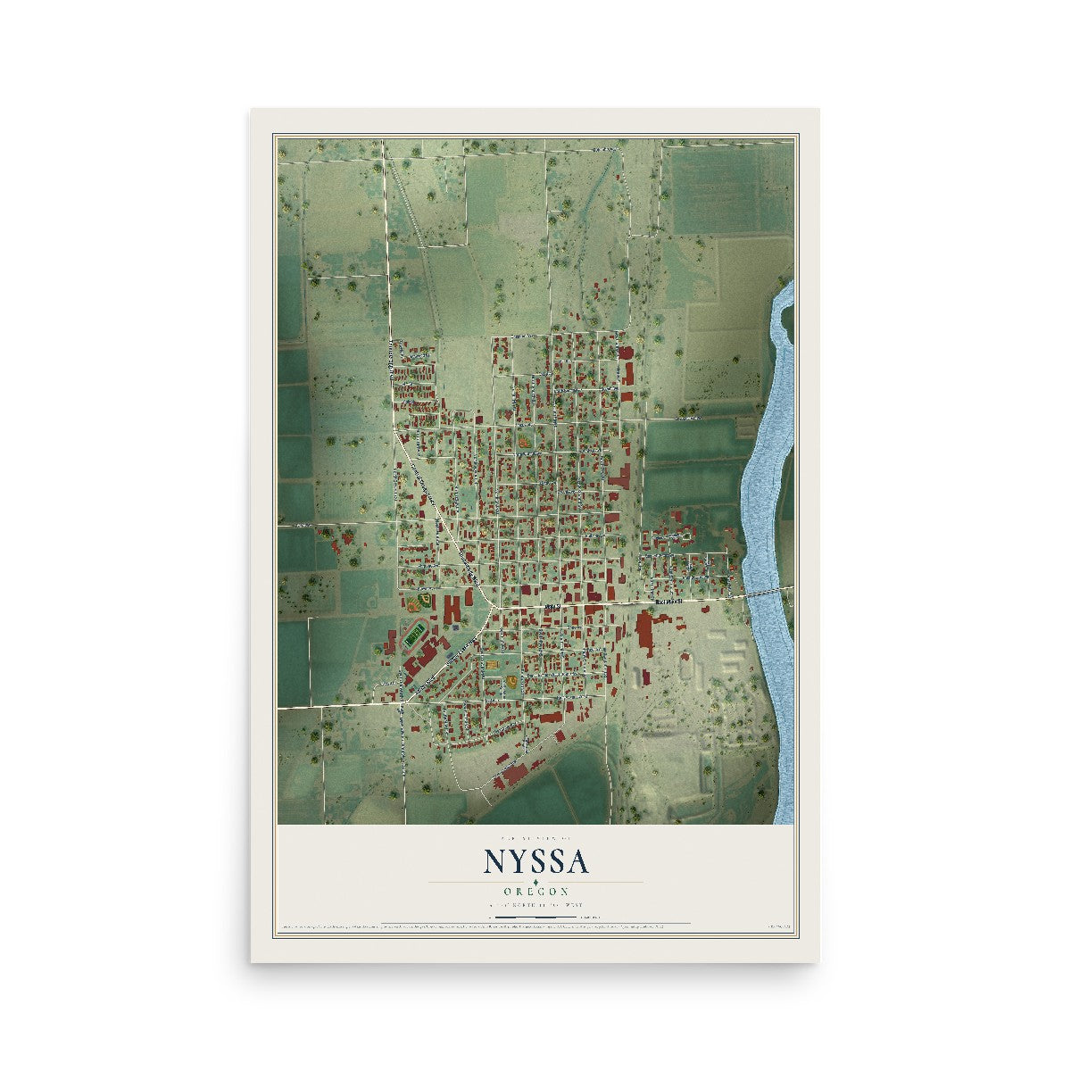 Map of Nyssa, Oregon, 12 x 18 inch unframed archival matte print
