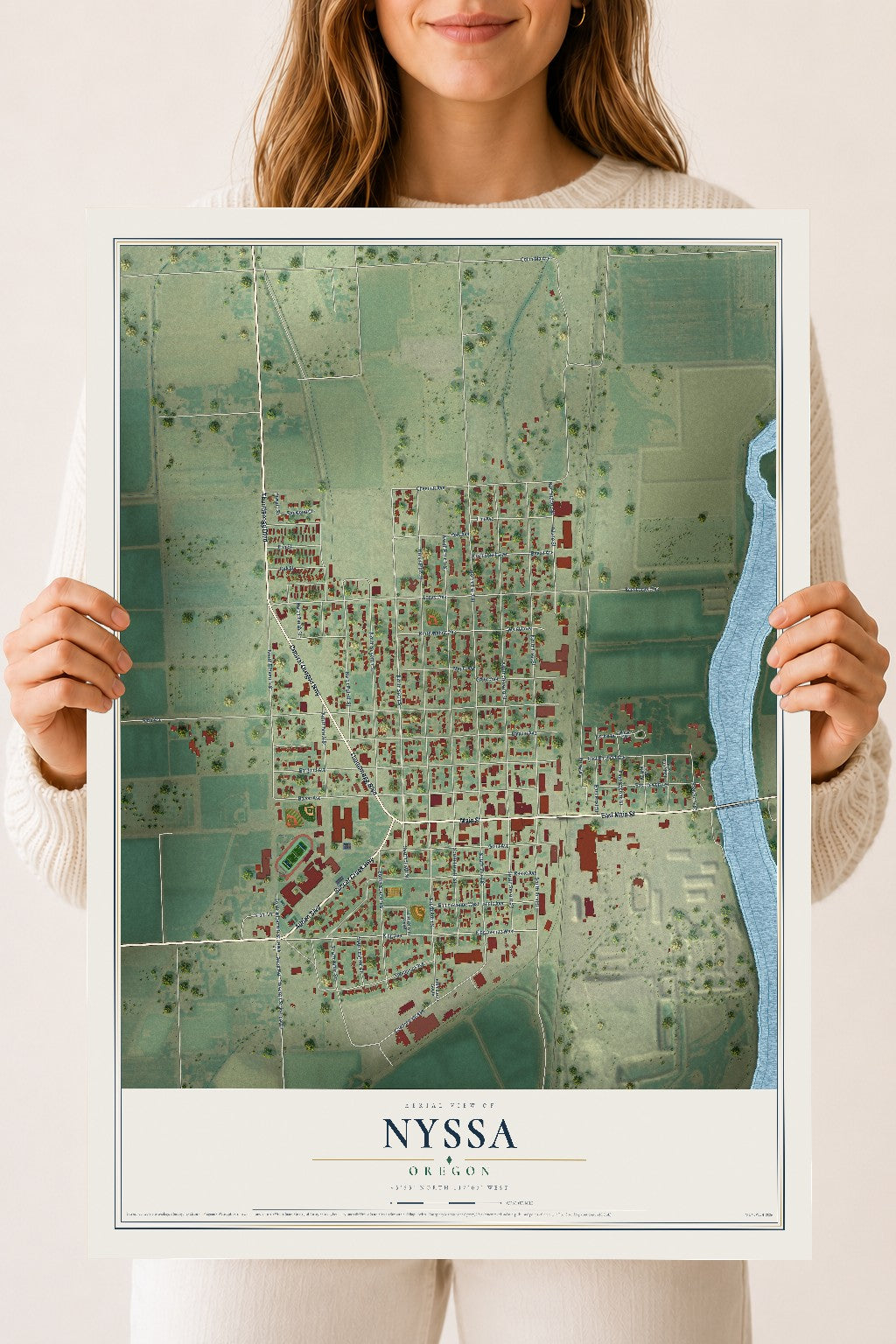 Map of Nyssa, Oregon, 18 x 24 inch unframed archival matte print