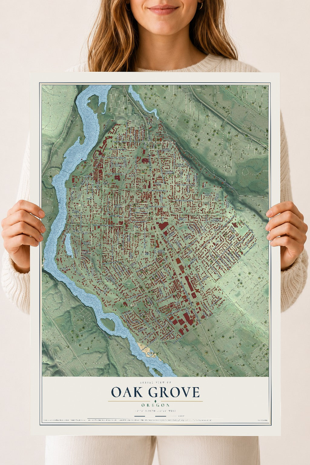 Map of Oak Grove, Oregon, 18 x 24 inch unframed archival matte print