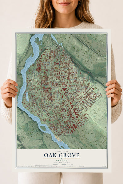 Map of Oak Grove, Oregon, 18 x 24 inch unframed archival matte print