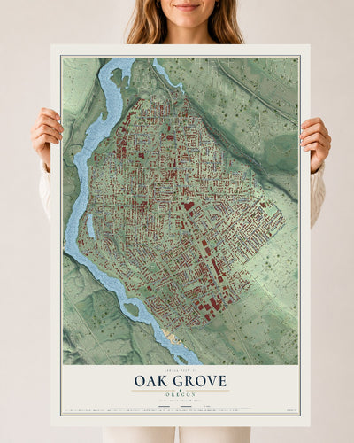 Map of Oak Grove, Oregon, 24 x 36 inch unframed archival matte print
