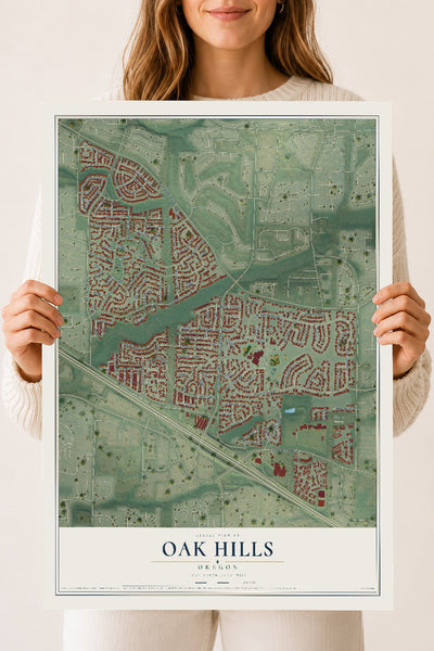 Map of Oak Hills, Oregon, 18 x 24 inch unframed archival matte print