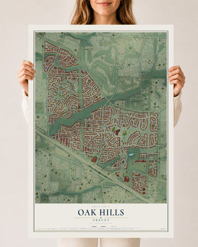 Map of Oak Hills, Oregon, 24 x 36 inch unframed archival matte print
