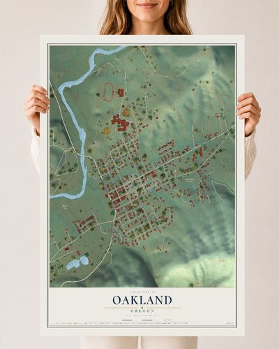 Map of Oakland, Oregon, 24 x 36 inch unframed archival matte print