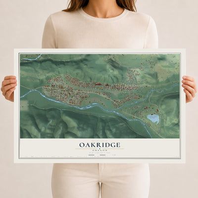 Map of Oakridge, Oregon, 12 x 18 inch unframed archival matte print