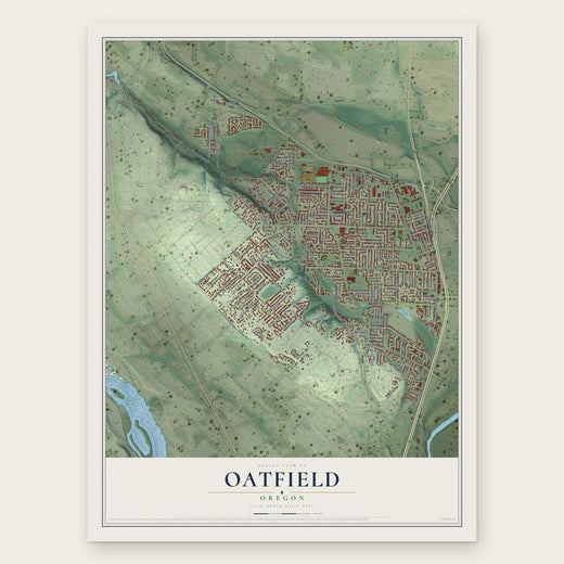 Oatfield, Oregon map print, the full design