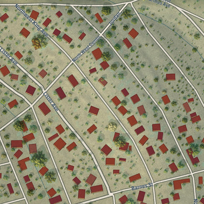 Close-up of the map of Ochoco West, Oregon print showing street and building detail