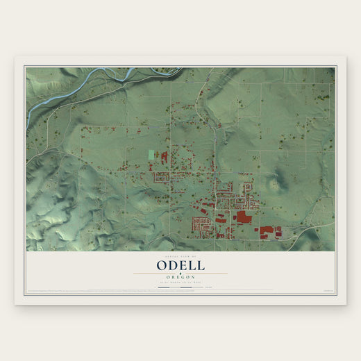 Odell, Oregon map print, the full design