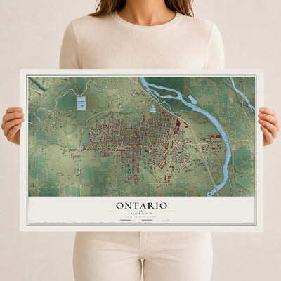 Map of Ontario, Oregon, 12 x 18 inch unframed archival matte print