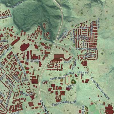 Second close-up of the map of Oregon City, Oregon print showing more streets and buildings