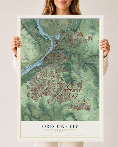 Map of Oregon City, Oregon, 24 x 36 inch unframed archival matte print