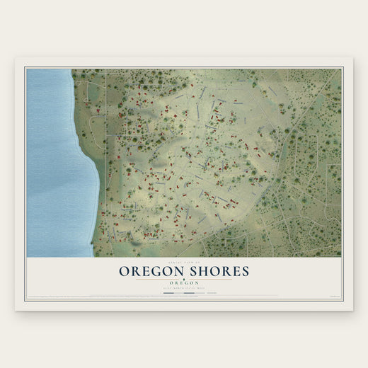 Oregon Shores, Oregon map print, the full design