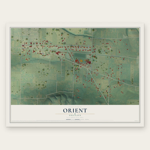 Orient, Oregon map print, the full design