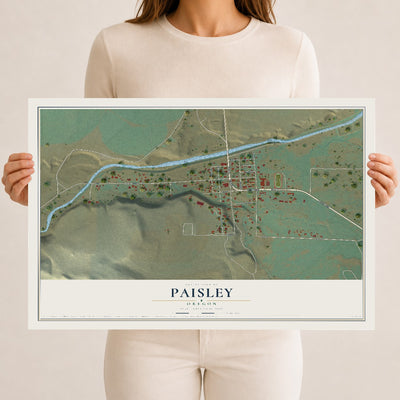 Map of Paisley, Oregon, 12 x 18 inch unframed archival matte print