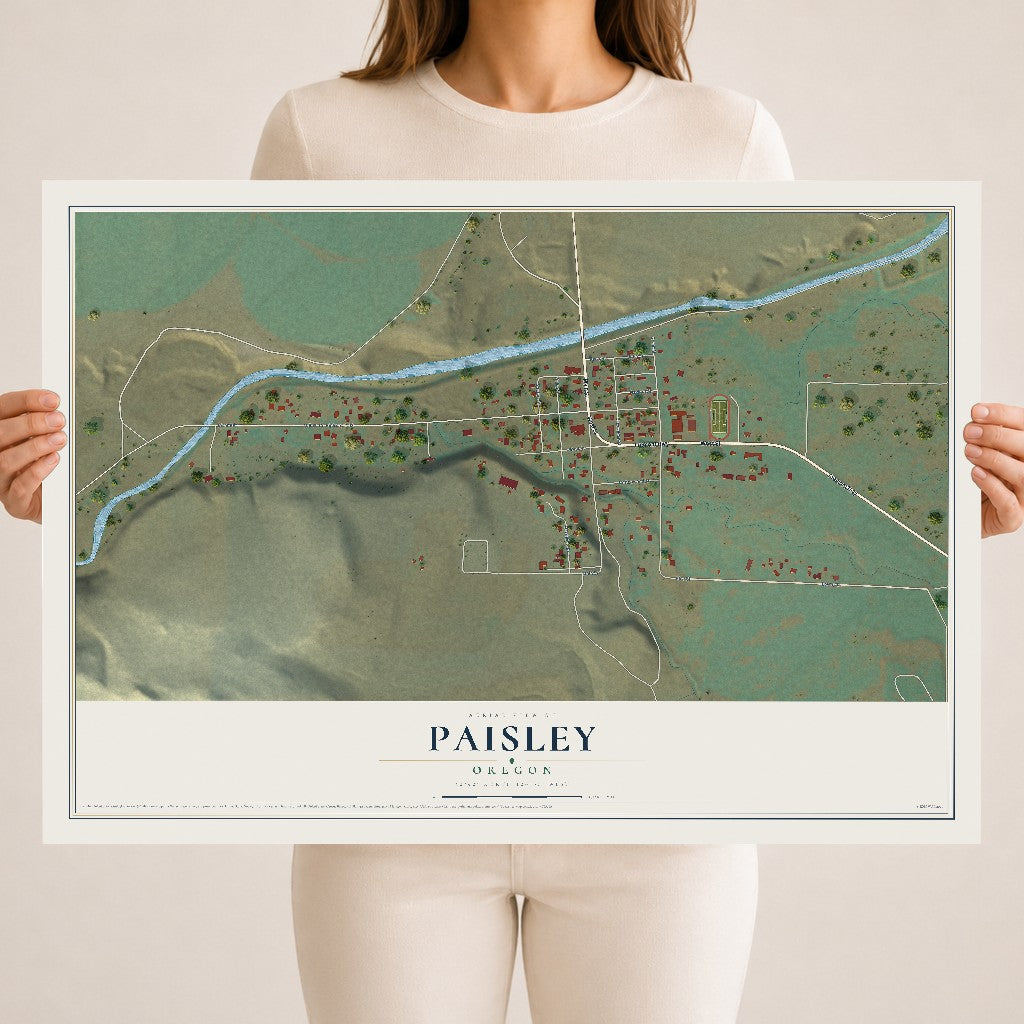Map of Paisley, Oregon, 18 x 24 inch unframed archival matte print
