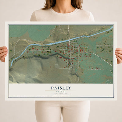 Map of Paisley, Oregon, 18 x 24 inch unframed archival matte print