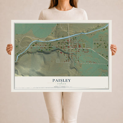 Map of Paisley, Oregon, 24 x 36 inch unframed archival matte print