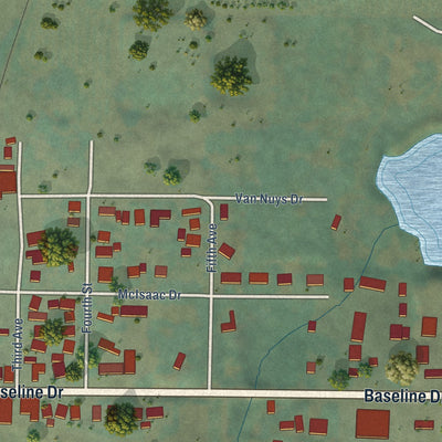 Close-up of the map of Parkdale, Oregon print showing street and building detail