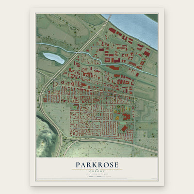 Parkrose, Oregon map print, the full design