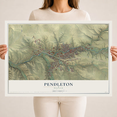 Map of Pendleton, Oregon, 18 x 24 inch unframed archival matte print