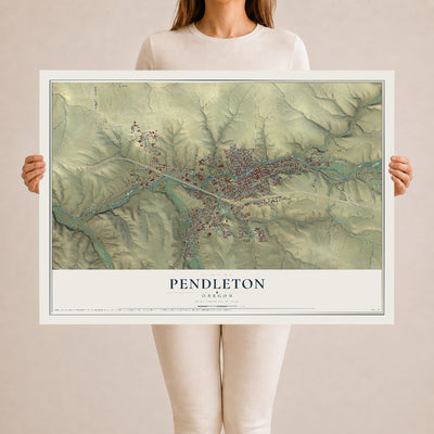 Map of Pendleton, Oregon, 24 x 36 inch unframed archival matte print