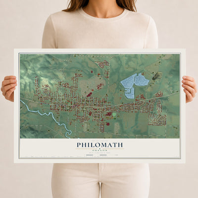 Map of Philomath, Oregon, 12 x 18 inch unframed archival matte print