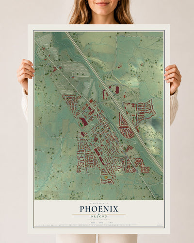 Map of Phoenix, Oregon, 24 x 36 inch unframed archival matte print